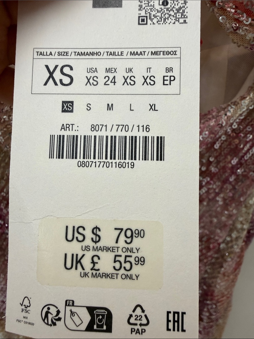 Zara Sequin Tie-Neck Slip Dress in Multi Pink - Picture 5 of 5